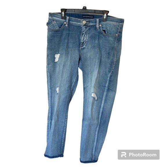 Rock & Republic Blue Denim Jeans Indee 14 Women's Light Wash Destressed 36x27 - Picture 1 of 5